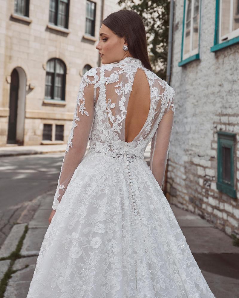 124128 sweetheart or high neck ball gown wedding dress with lace and pockets4